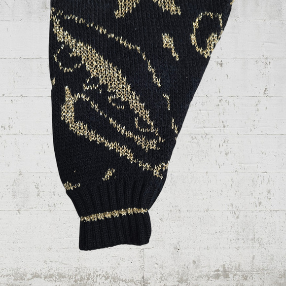 80s Vintage Gold Metallic Poinsettia Retro Crewneck USA Made Sweater Size 24W - Picture 5 of 8